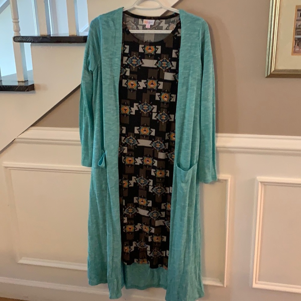 Lularoe Outfit Julia Dress and cardigan Small and Xs Sarah